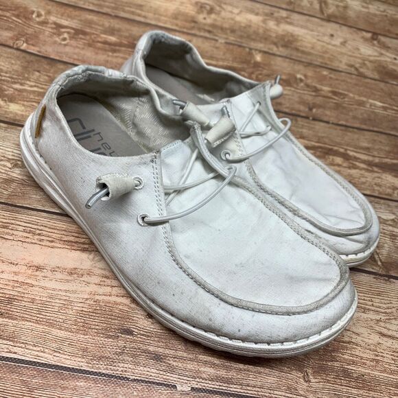 Hey Dude Shoes - Hey Dude Women's Size 8 EU 39 Wendy Chambray White Shoes Slip on Loafer
